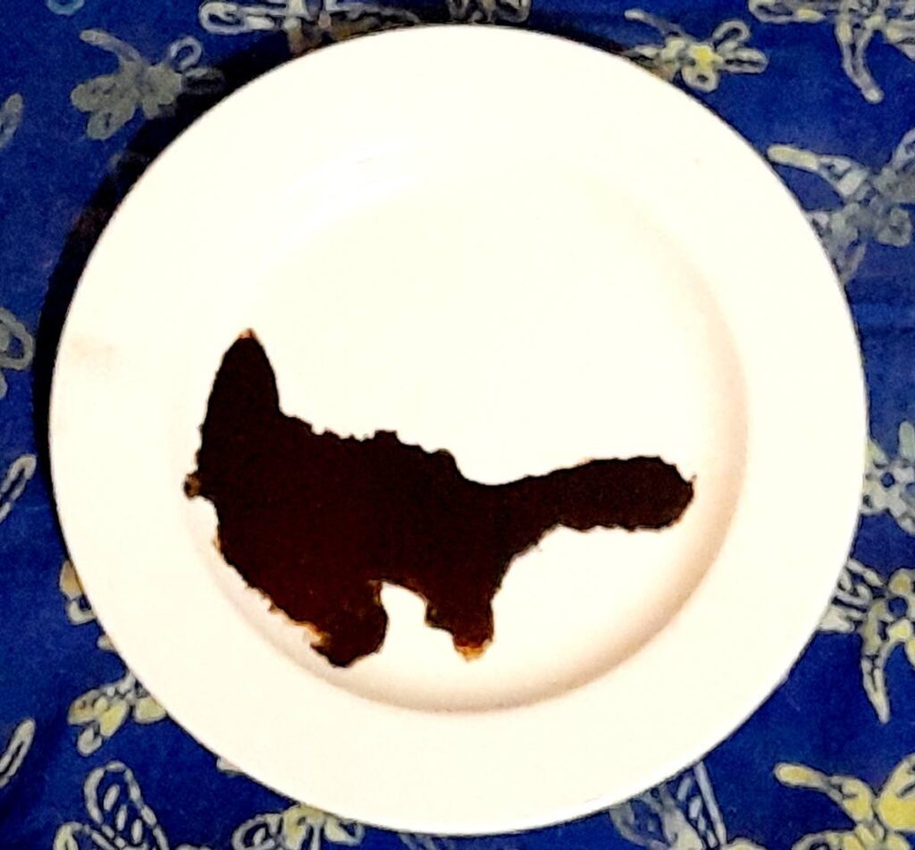 What do you see in the coffee dregs on the plate? - 