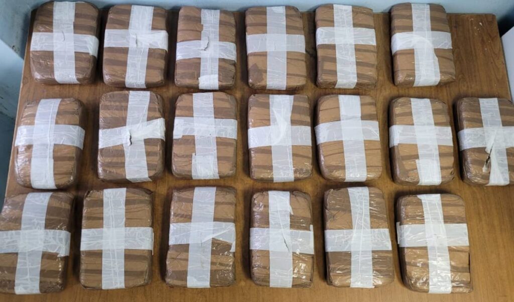 File photo of 19 packages of marijuana found by the TTPS in Couva in 2023. - Photo courtesy TTPS  - 
