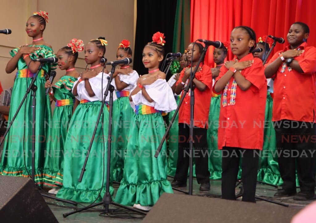 The Success RC Primary School parang band sings at the Junior Parang Festival, at Bishop Anstey High School, Port of Spain, on November 18. - Angelo Marcelle