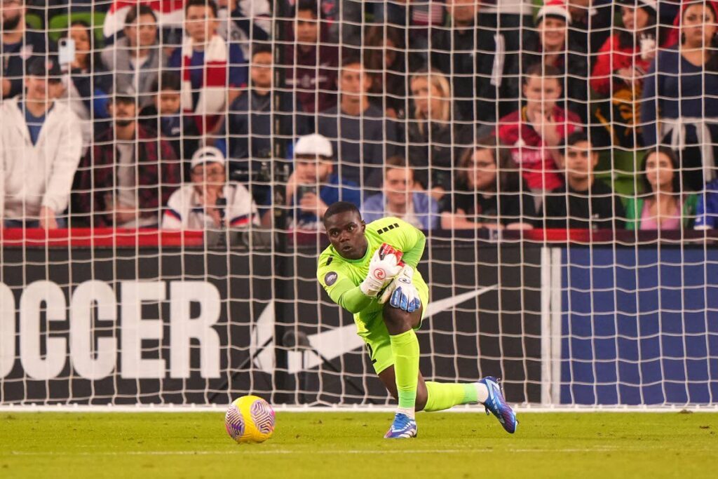 Trinidad and Tobago’s Denzil Smith distributes the ball during the first half of a Concacaf Nations League quarter-final first-leg match against the United States at Q2 Stadium on November 16, in Austin, Texas. - 