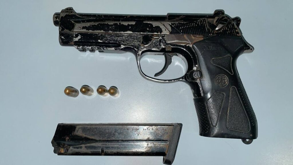 Beretta Pistol with a magazine loaded with four rounds of nine-millimetre ammunition seized. - 