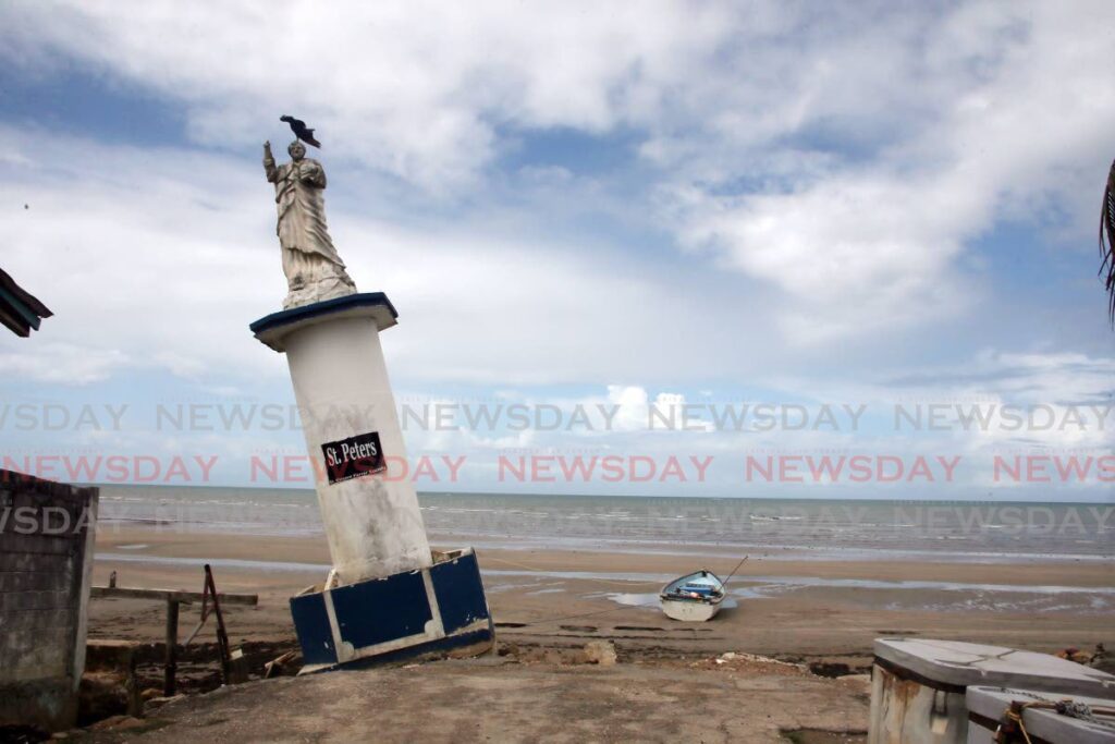 The leaning statue of St Peter on Gran Chemin beach in Moruga. Community activist Godfrey Lee-Sing writes in a memoir about growing in the community in south Trinidad. File photo - 