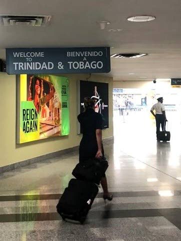 Passengers arriving at Piarco International Airport are greeted with this welcome sign as they exit.  - Stacey Samuel-O'Brien