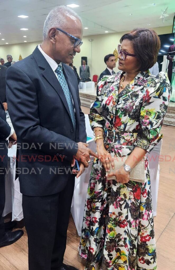 Couva North MP Rudranath Indarsingh and President Christine Kangaloo at the Couva  Point Lisas chamber dinner and awards on Wednesday night.  - Yvonne Webb 