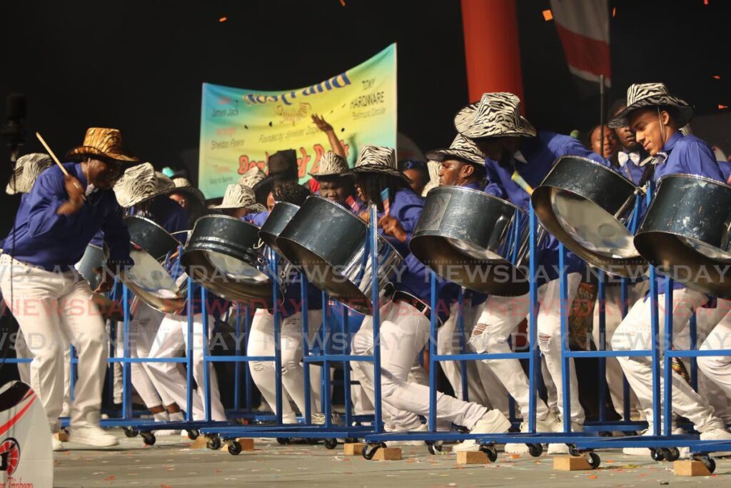 Nostrand Symphony during its performance of Doh Back Back at the 2024 National Panorama Single Pan finals, Queen's Park Savannah on December 3.  - Angelo Marcelle