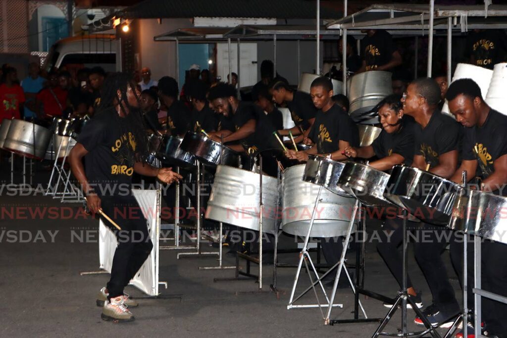 St Margaret's Super Stars play in the National Panorama preliminaries for small conventional steel bands, Belmont on Monday. PHOTO:ANGELO MARCELLE 11-12-2023 - 