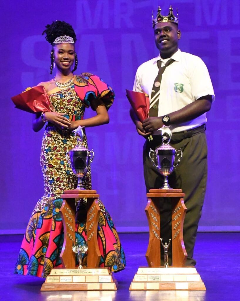 Anthony Alleyne of Princes Town West Secondary, right, and Kurtijah Ross of Naparima Girls' High School are the winners of the Mr and Miss Sanfest Teen Talent competition 2023. - 