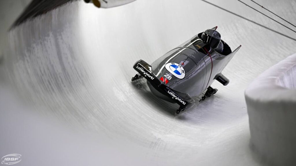 TT's two-man bobsleigh team at a recent event in Europe. - Photo 
 courtesy IBSF