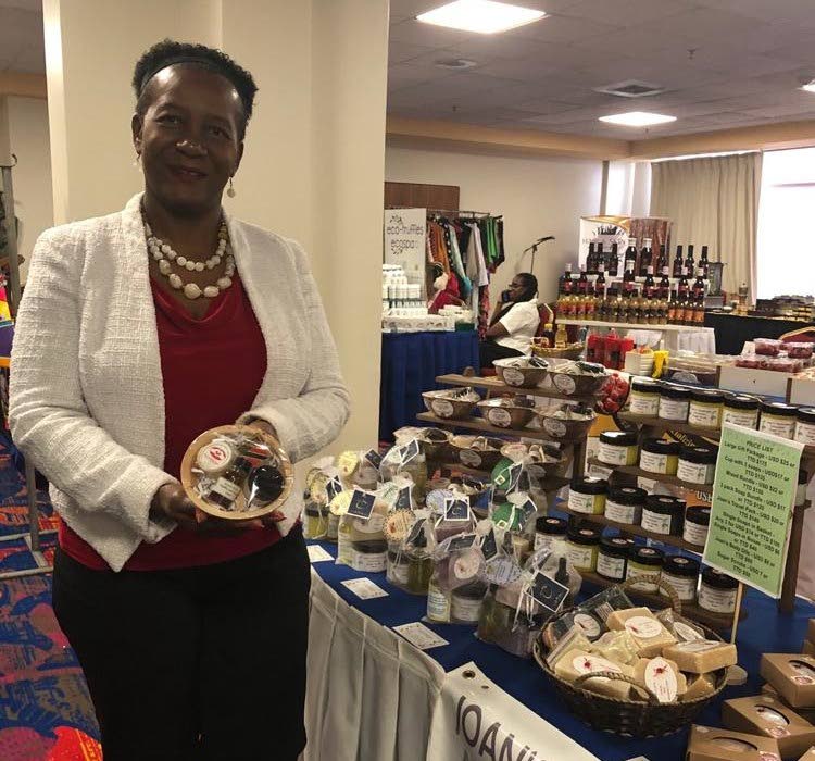 Joan Lewis displays her handmade soaps and natural products made under the Joan's Handmade Soaps and Natural Products brand. - 