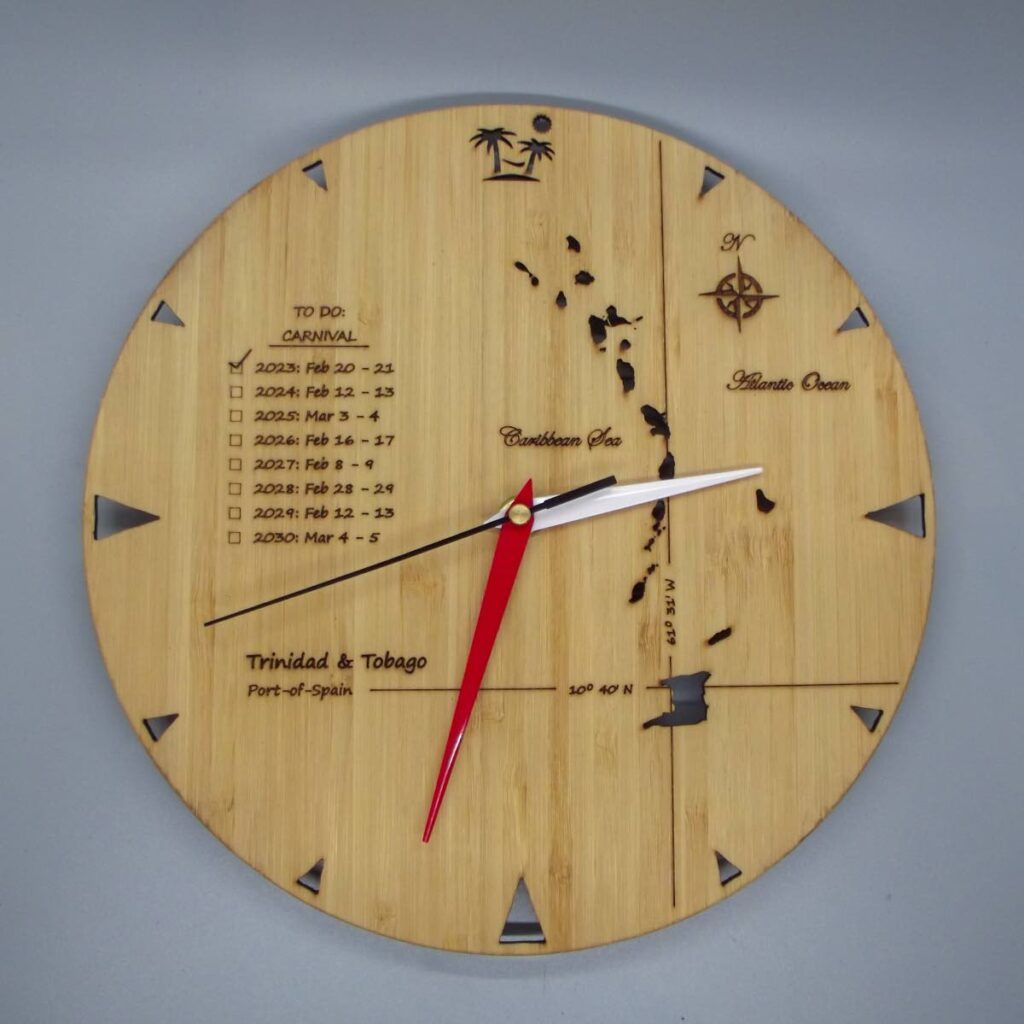 A clock made from wood is one of Clive Prevatt's creations. - 