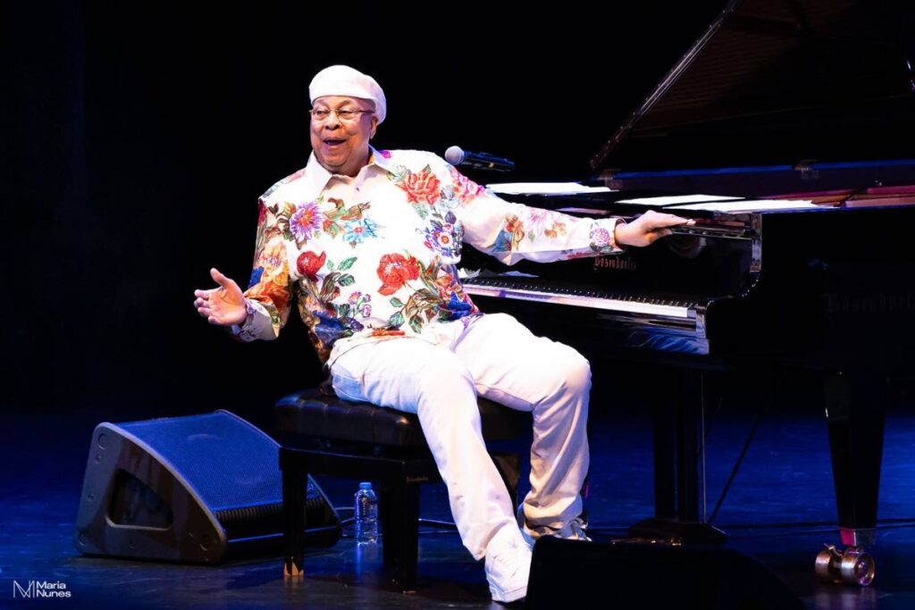 Chucho Valdés  engages the audience at a Creole Christmas Gift: Concert and Cocktails at the National Academy for the Performing Arts, Frederick Street, Port of Spain. - Maria Nunes