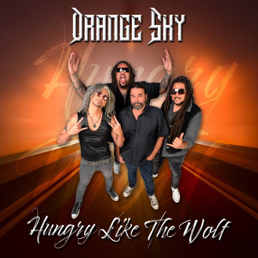 Cover artwork for the single, Hungry Like the Wolf, by Orange Sky. From left: lead guitarist Dax Cartar, guitarist and lead vocalist Nigel Rojas, drummer Dion Camacho, and bassist and vocalist Nicholas Rojas. Photo and Artwork courtesy Soft Box Studios. - 