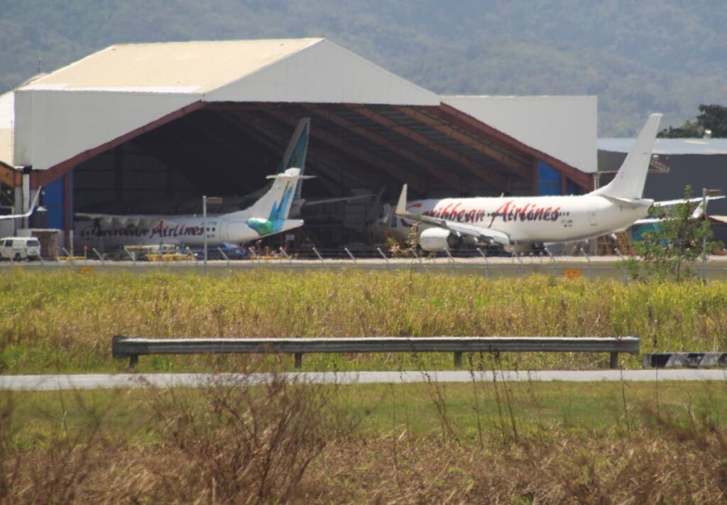 CAl aircrafts parked in a hanger at the Piarco International Airport. FILE PHOTO - FILE PHOTO/ROGER JACOB