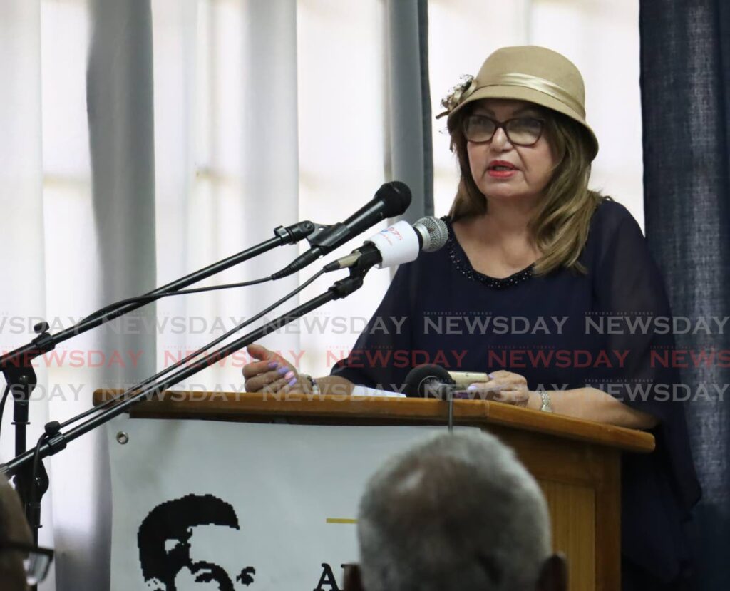 Yesenia Gonzales speaks at Adrian Cola Rienzi memorial forum on the topic migrant labour as an emerging challenge, held at the office of the member of parliament for couva south, Couva Main Road, Couva. Saturday June 16, 2023. - Roger Jacob