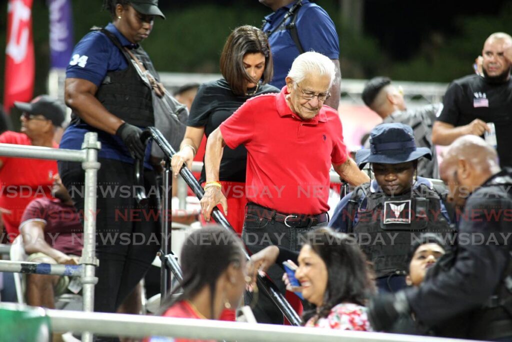 In this file photo, former prime minister Basdeo Panday attends a Caribbean Premier League Twenty20 match between the Trinbago Knight Riders and the Jamaica Tallawahs, at the Brian Lara Cricket Academy, in Tarouba.  - File Photo/Lincoln Holder