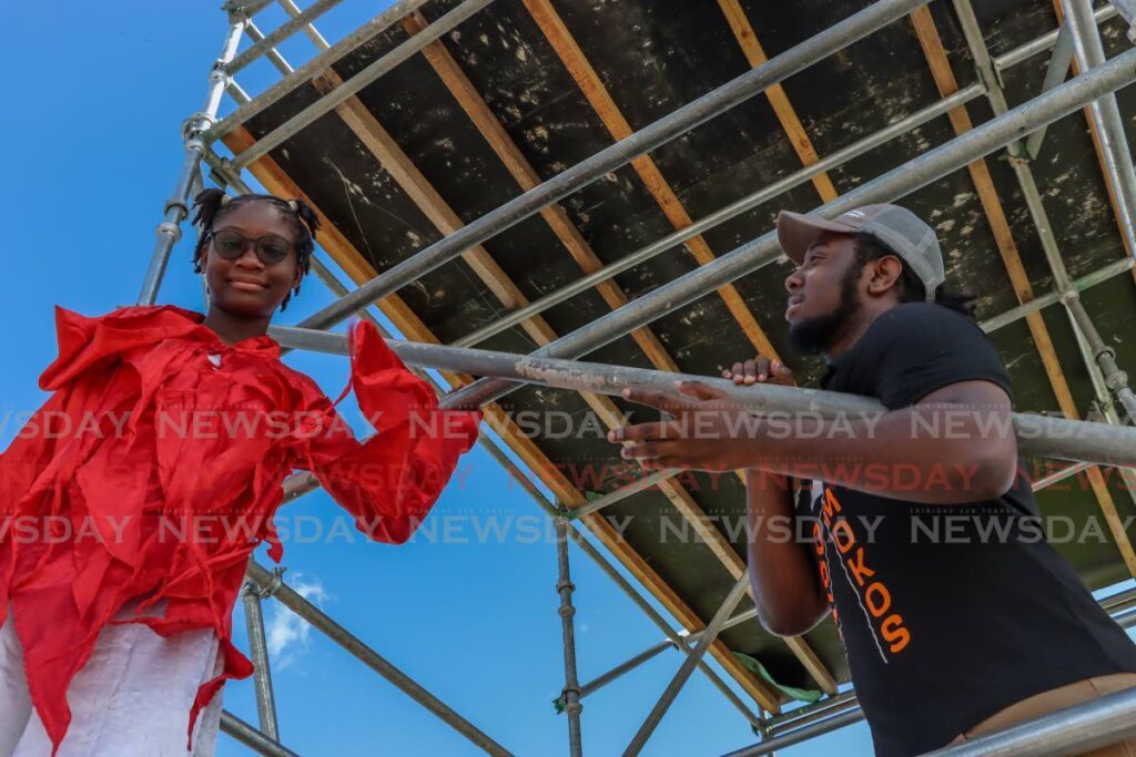 Kelicia Kent, 12, practises with the band Jaiso Mokos with her coach Malique Toppin. Queen's Park Savannah, Port of Spain January 4 - Faith Ayoung