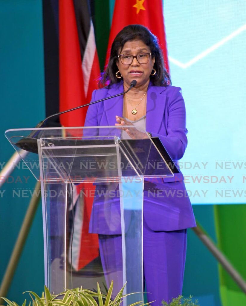 Trade and Industry Minister Paula Gopee-Scoon speaks at Phoenix Park Industrial Estate's opening on January 10. - Lincoln Holder 