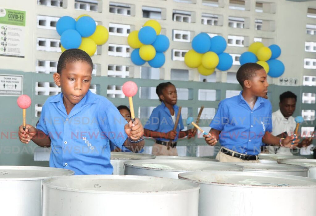  Nelson Street Boys' RC School students play Machel Montano's Happiest Man Alive before the judges at the Junior Panorama 2024 competition on January 11. - Faith Ayoung