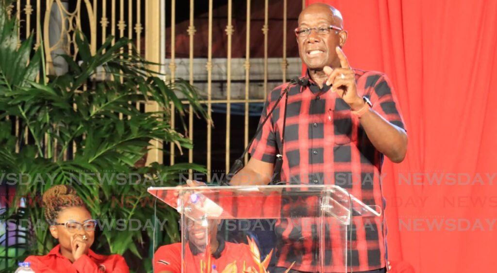 Prime Minister Dr Keith Rowley at the People's National Movement public meeting at the Croisee Promenade, San Juan on January 18. - Photo by Roger Jacob