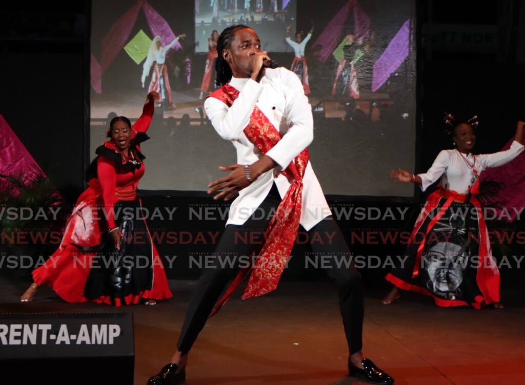 WINNING PERFORMANCE: Mical Teja was crowned the 2024 Young King with his hit song DNA on Tuesday night at the Queen's Park Savannah in Port of Spain. - Photo by Angelo Marcelle