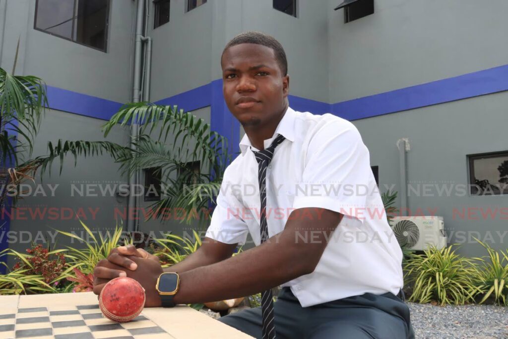 Eighteen-year-old student-cricketer Mathew Cooper speaks with Newsday, on Thursday, at the Naparima school compound, San Fernando. - Photo by Roger Jacob