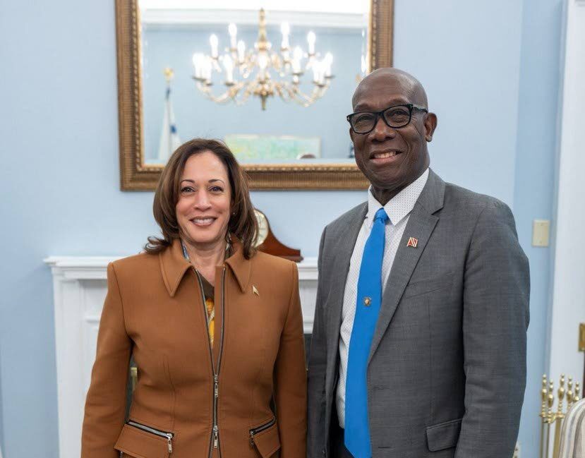 US vice president Kamala Harris and Prime Minister Dr Keith Rowley after a meeting at the White House on January 31. - Photo courtesy US vice president Kamala Harris Facebook page 