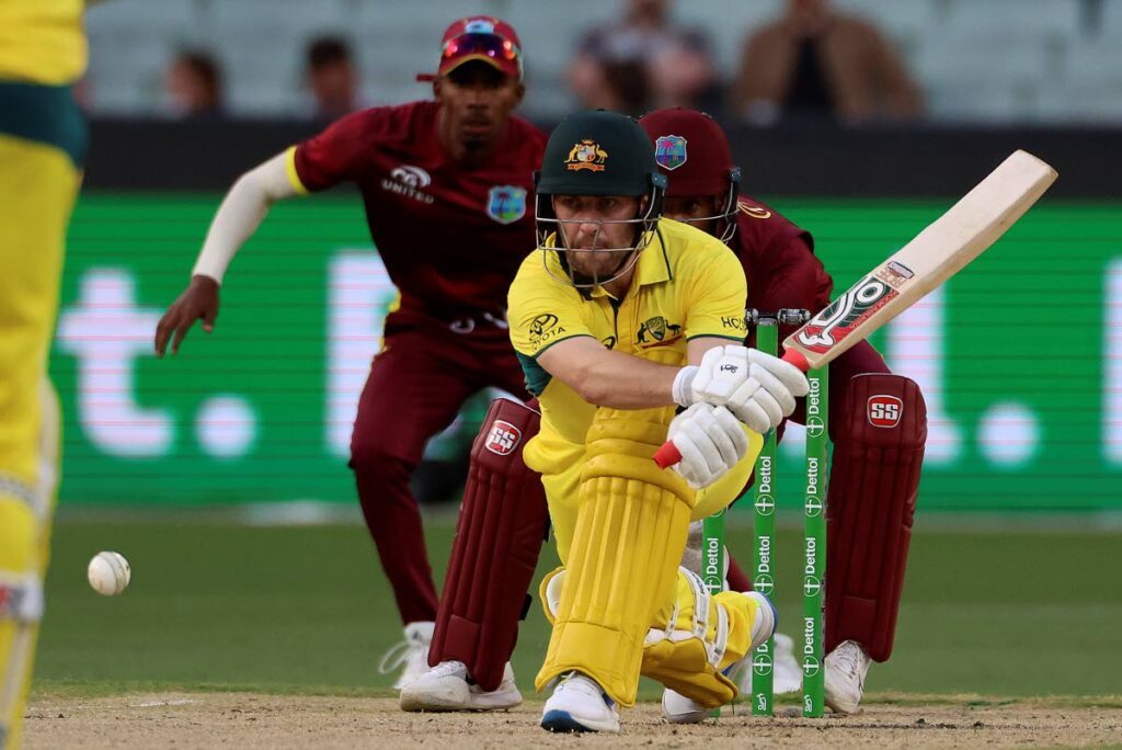Australia's Josh Inglis plays a shot vs West Indies' Alick Athanaze, during their one day international cricket match in Melbourne, Australia, Friday. - AP