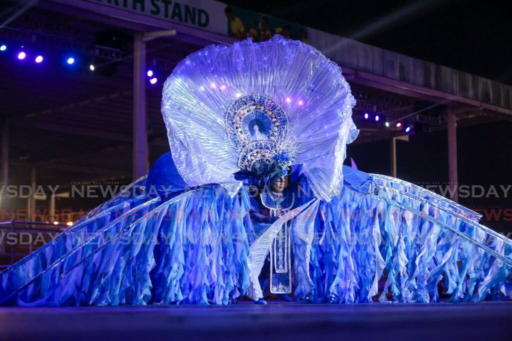Marie Eligon in her portrayal “Mama Goo” in the Fantasy category during the National Carnival Commission Senior Queen of Carnival preliminaries at the Queen's Park Savannah, on February 1. - Photo by Daniel Prentice