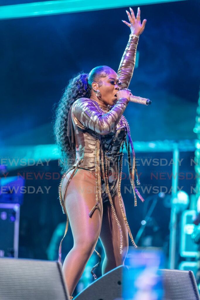 Nadia Batson performs at Army Fete on February 2. National Security Minister Fitzgerald Hinds says the law against camouflage clothing is only broken when someone dresses in a way that could lead to him/her being mistaken for a soldier.  - Jeff K. Mayers