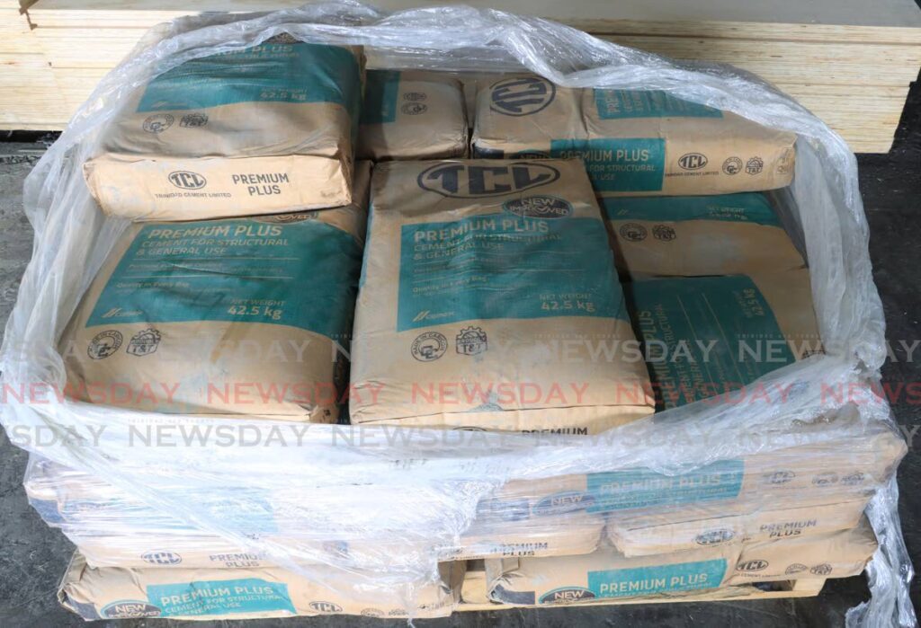 Cement on sale at a local hardware in Port of Spain. - File photo by Roger Jacob