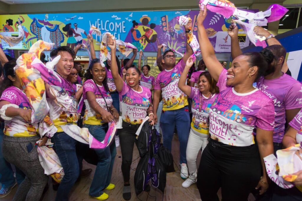 Team Caribbean brings the energy to the Piarco International Airport at the Caribbean Airline’s annual Trinidad and Tobago Carnival Airport Activation.  - Photo courtesy Caribbean Airlines