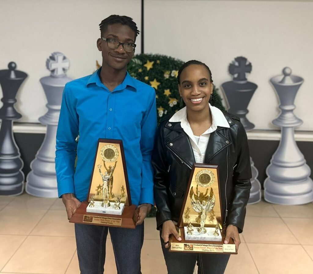 Joshua Medina (L) and Zara La Fleur (R), the TT Chess Association's (TTCA) youth male and female players of the year for 2023. - Photo courtesy TTCA.