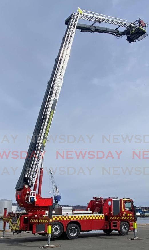 A skylift hydraulic system seen on a fire truck.  - 