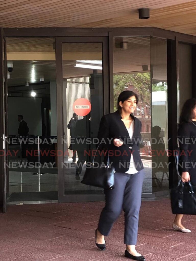 UNC Senator Jayanti Lutchmedial leaves the Hall of Justice, Port of Spain, on February 19.  - Photo by Jada Loutoo