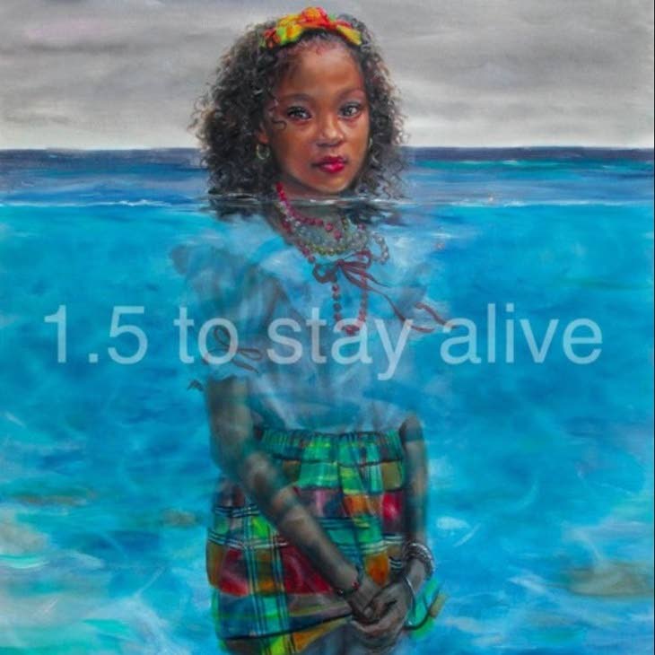 1.5°C to Stay Alive campaign encapsulated and communicated by St Lucia based artist Jonathan Gladding. - 