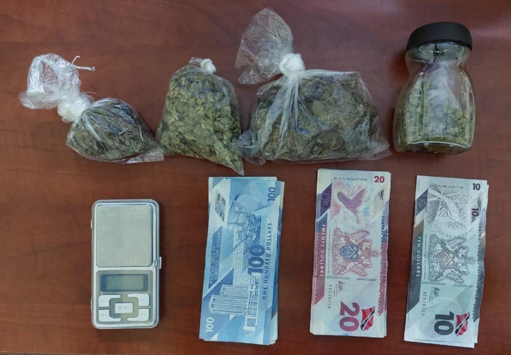 Police find drugs, cash, digital scale in Palo Seco exercise on February 23. - Photo courtesy TTPS 