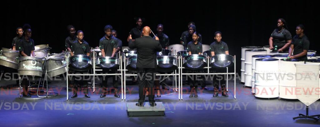 bp Renegades Youth Steel Orchestra plays The Four Seasons - Summer by Antonio Vivaldi in the Junior Steelpan Ensemble 19 years and under final at the TT Music Festival, Queen's Hall, Port of Spain on February 27. Renegades placed first in the category with 90 points. - Photo by Faith Ayoung