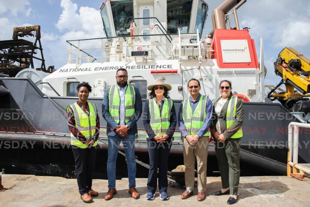 (From L to R) Michelle Scipio-Hosang, Vice President, Port and Estate Management, Dr Joseph Khan, Chairman, National Energy, Candace A Bond, US Ambassador, Dr. Vernon Paltoo, President, National Energy and Valerie Laboy, Economic and Commercial Officer, US Embassy. - 
 
 
 
 
 
 
 
 
 
 
 
  - 