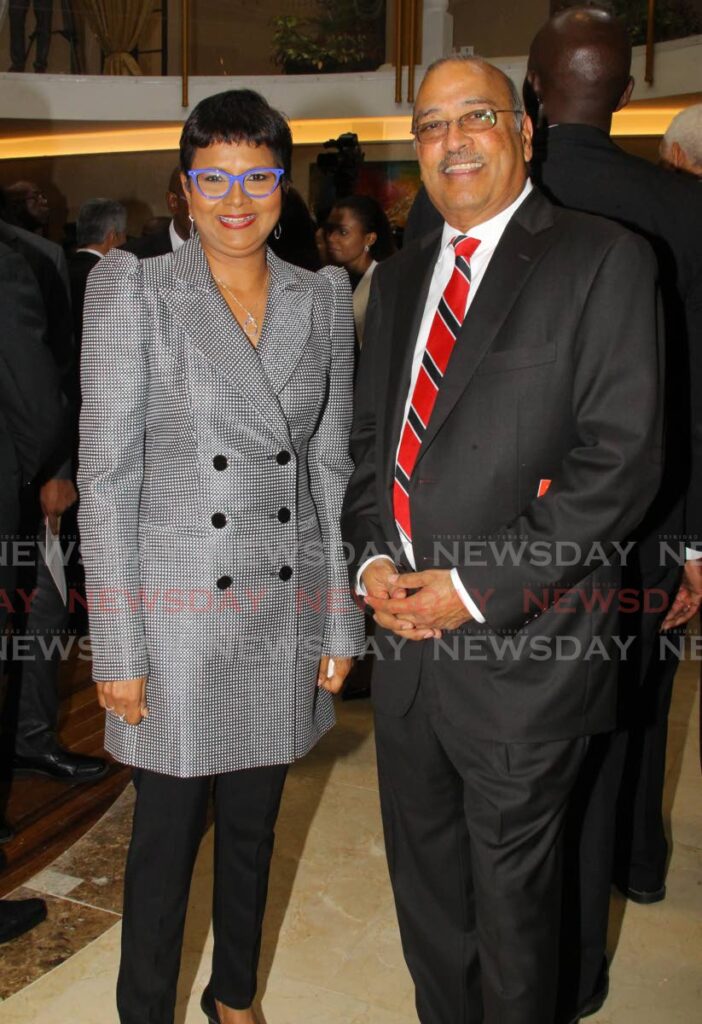 Chairman of the Constitution reform advisory committee and former speaker of the House of Representatives Barendra Sinanan, SC, right, pictured with President Christine Kangaloo. - File photo by Roger Jacob