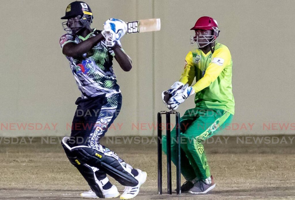 Joshua James on the attack in the final of the Bago T10 Blast last year. - File photo by David Reid