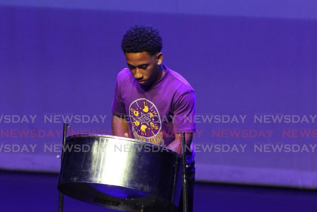 Jeremy Green tops the Under-19 Steelpan Solos playing Jit Samaroo's Pan Parranda at the TT Music Festival, Naparima Bowl, San Fernando, on March 4. - Photo by Lincoln Holder 