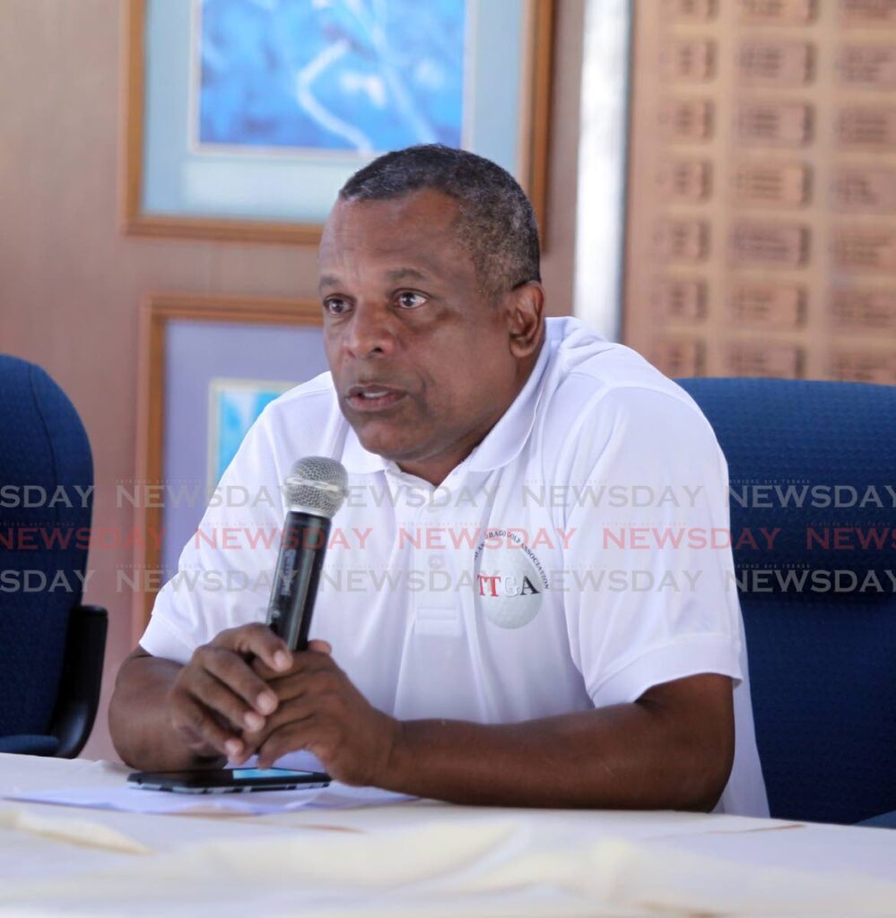 TT Golf Association president Wayne Baptiste speaks during the launch of the 2024 edition of the TT Golf Open, at the St Andrews Gold Club, Moka, Maraval, on March 5. - Photo by Faith Ayoung