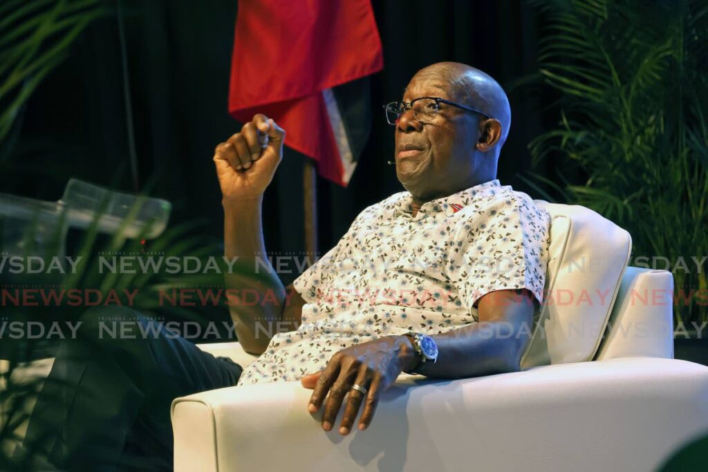 Prime Minister Dr Keith Rowley speaking at the Conversations with the Prime MInister series held at Skiffle Bunch Pan Theatre, San Fernando on March 5. - Photo by Lincoln Holder 