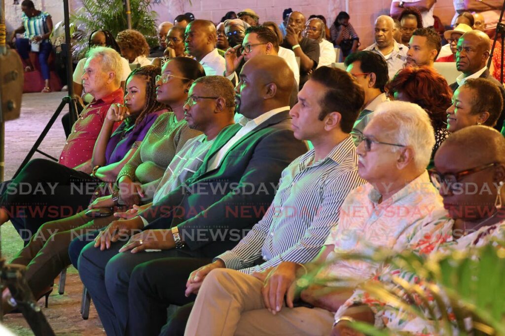 Government ministers and MPs at Conversations with the Prime Minister at Skiffle Bunch Pan Theatre, San Fernando, on March 5. - Photo by Lincoln Holder 