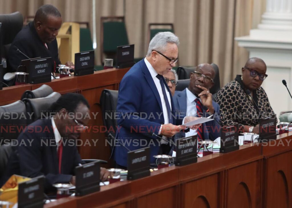 Finance Minister Colm Imbert during a recent sitting of Parliament.  - File photo by Ayanna Kinsale