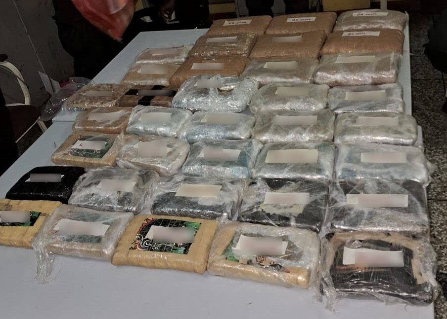 $145,000 worth of marijuana was seized by Highway Patrol Branch Task Force officers after an early morning car chase in Sangre Grande on March 9. - 