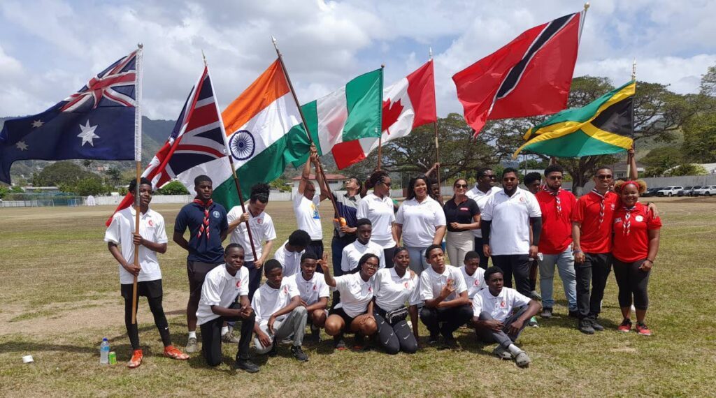 Members from the varying teams at the 2024 Commonwealth Sports Day which was held at St Mary's College grounds in St Clair on Saturday.  - Photo by Roneil Walcott 