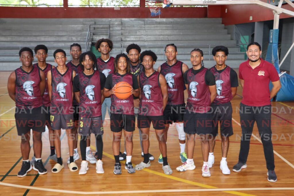 Hillview College’s U20 team after winning the Schools’ East Zone Basketball finals at the Maloney Indoor Facility against Holy Cross College on March 19, 2024. - Angelo Marcelle