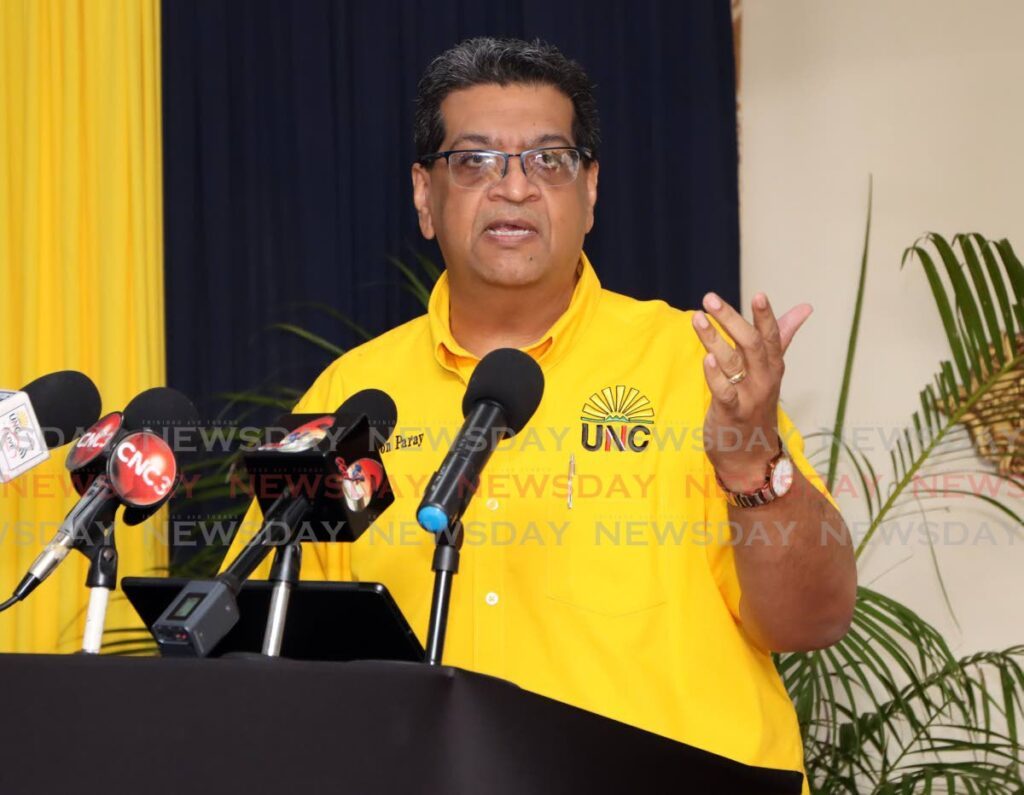 Member of Parliament for Mayaro Rushton Paray speaks during a press conference at the Couva Chamber of Commerce Hall. - Photo by Ayanna Kinsale  