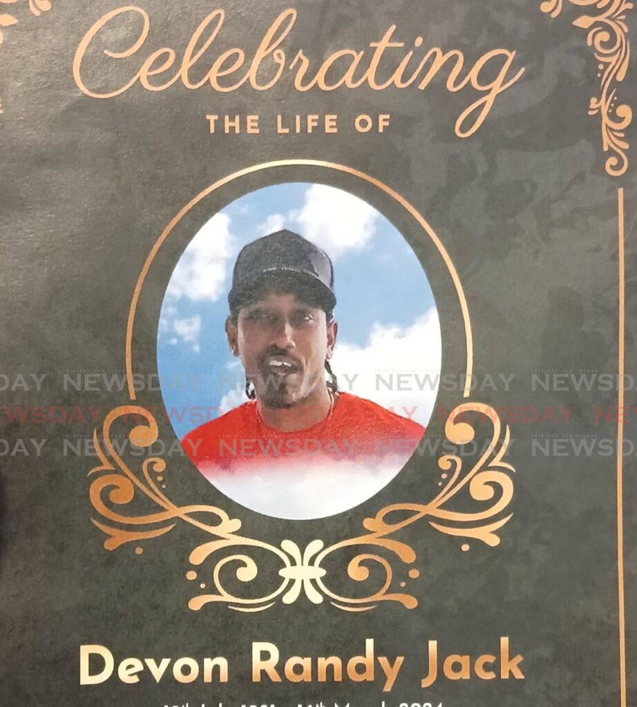Funeral program for Devon Randy Jack, who was shot and killed on Harpe Street along with four other people. - Photo by Joey Bartlett
